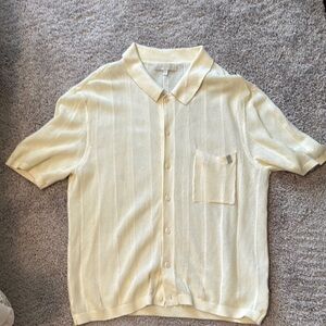 Urban Outfitters Cream Short Sleeve Button-Up Shirt